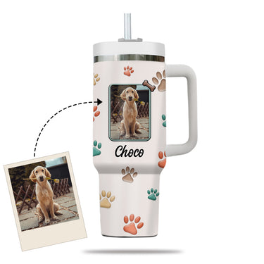Best Dog Mom Ever 40oz Tumbler, Custom Pet Photo Tumbler 40oz With Handle, Dog Photo Tumbler, Puppies Tumbler with Straw, Dog Lover Tumbler, Favorite Pet Tumbler, Stainless Steel Tumbler, Insulated Tumbler, Pet Photo Gift with Custom Pet Image 04